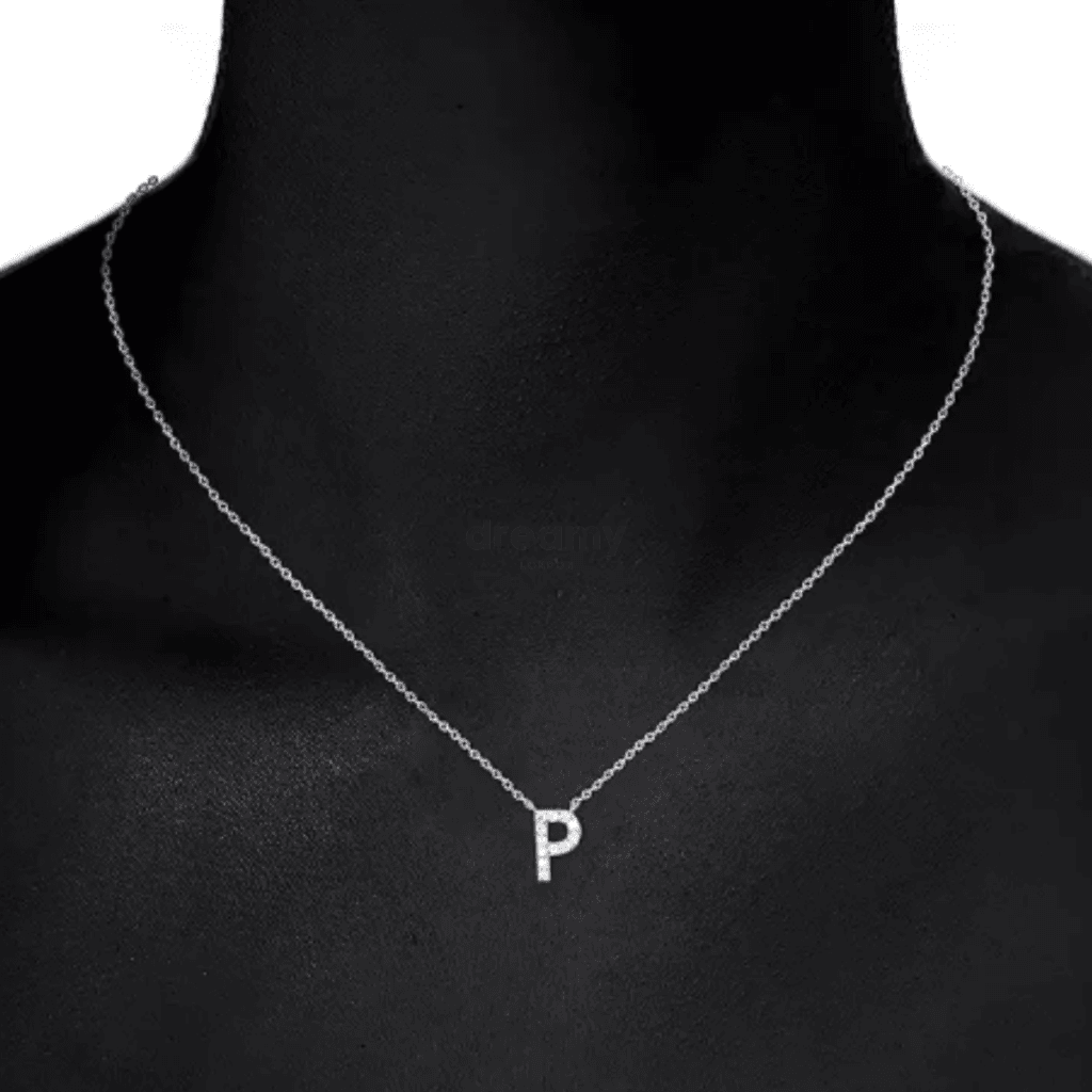 Dainty Diamante Silver Initial Necklace